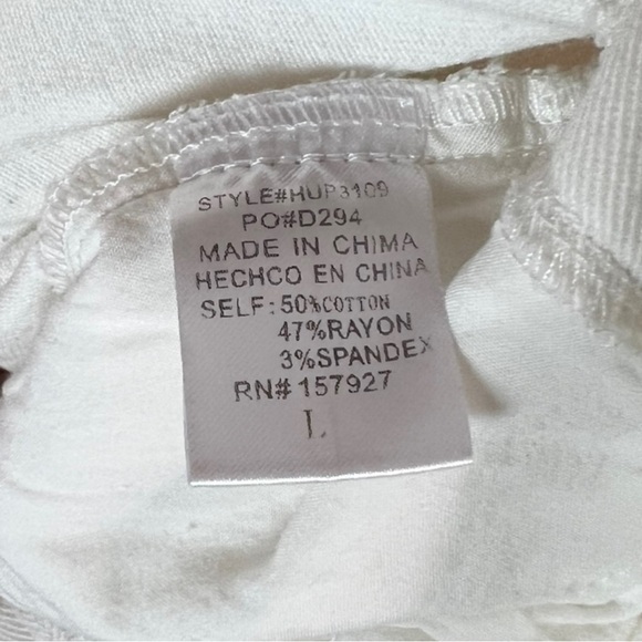 LA MIEL White Button Fly Palazzo Crop Pants with Wide Leg, Size Large - Picture 4 of 4